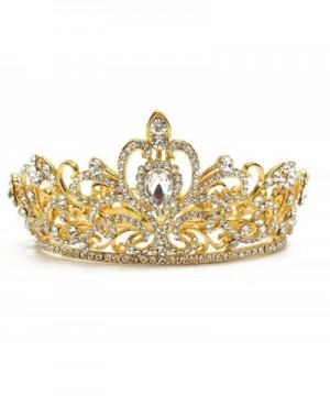 Wiipu Luxury Gold-tone Drop Queen Pageant Prom Crystal Wedding Bridal Tiara Crown(A1072) - gold - C6185L5QQKD