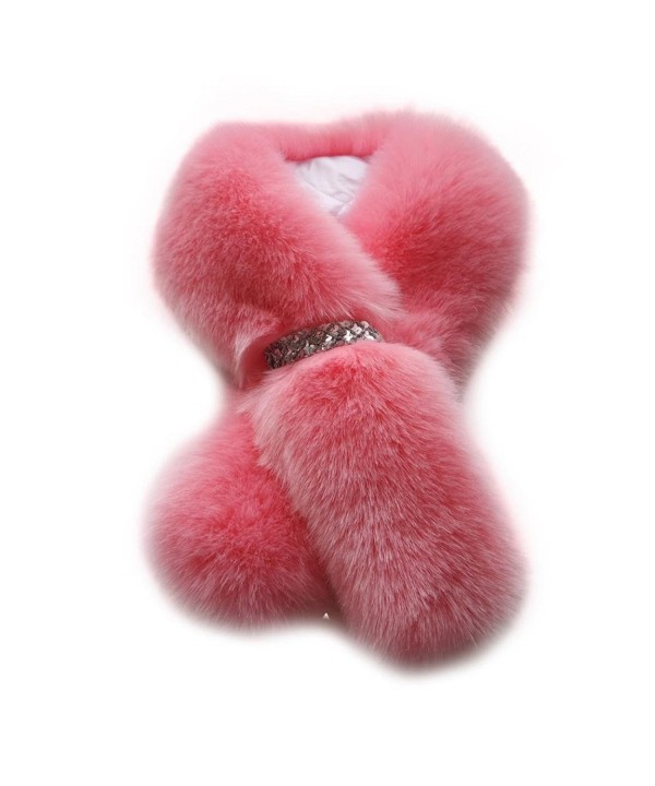 Sunward(TM) Women's Winter Warm Fur Neck Scarves - Pink - CB12MY3E0Q3
