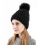 Tossa Winter Beanie For Women Knitted Beanie Cable Knit Hat With Fluffy Pom Pom by - Blk - C0186AIXOXX