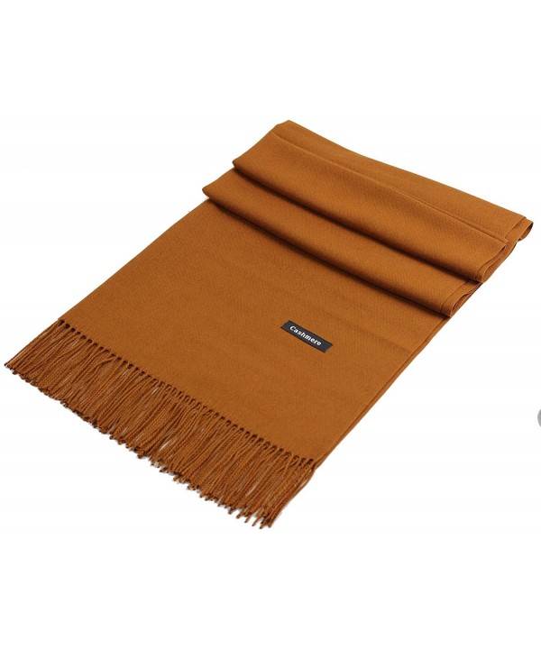 JAKY Global Cashmere Scarf Pashminas Wraps Shawl Super Soft Warm 78" x 27" Scarves Women Men - Dark Camel - CD188GOUH4X