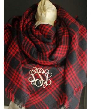 Monogrammed Plaid Blanket Scarf Extra