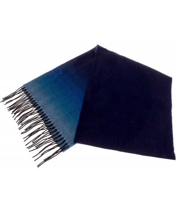 SilverHooks Soft & Warm Pattern Cashmere Scarf w/ Gift Box - Blue Ombre - C0186ZNYU33