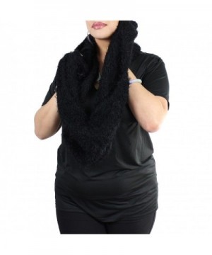 Very Soft Knitted Faux Fur Infinity Scarf - Faux Fur- Black - CX125VM1PST
