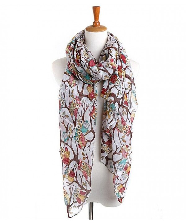 Cool Animal Printed Scarf Fashion Cute Womens Sheer Scarves Wrap - Cartoon Owl - White - CA187EAS6S8