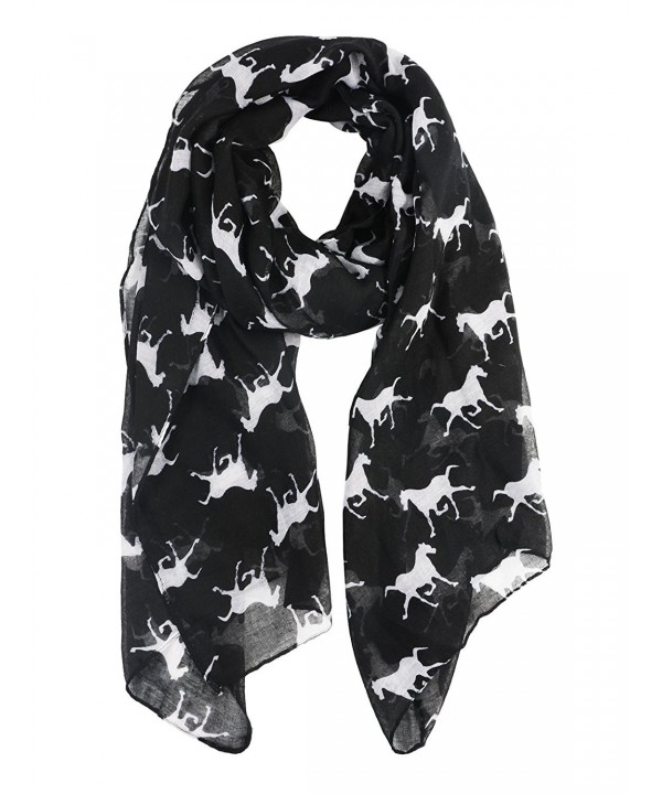 Womens Gorgeous Printed Lightweight Scarves - Little Horse Black - C21867ZDMT4