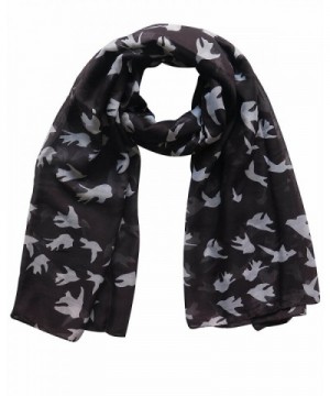 Lina & Lily Dove Print Women's Large Scarf Wrap Lightweight - Black and White - CT11AXKYHMZ