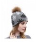 Vemolla Women Knitted Wool Beanie Hat With Large Raccoon Fur Pompom-Christmas Crystal Patterns - Lightgrey - CH186H9845C