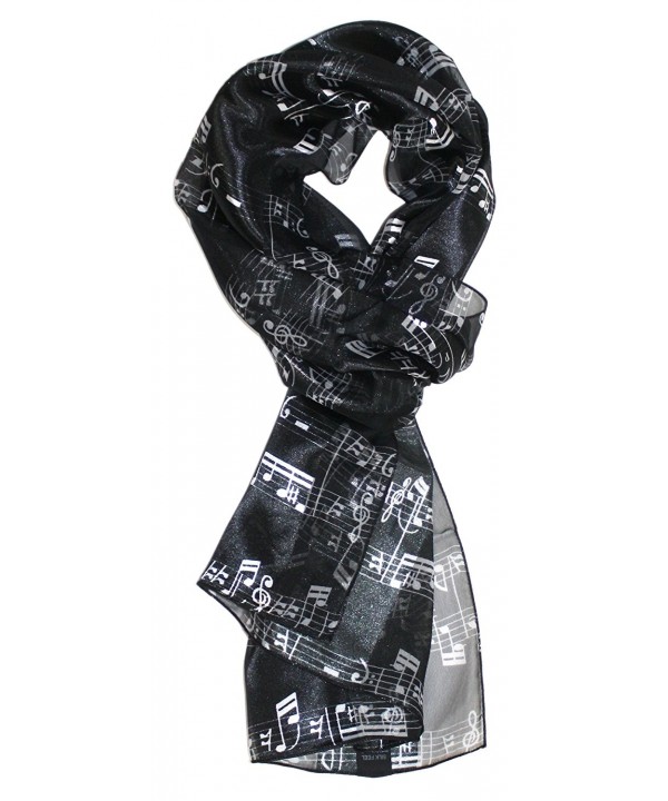 Ted and Jack - Music Lovers Silk Feel Print Scarf - Black Music Notes - CG180SOOZXQ