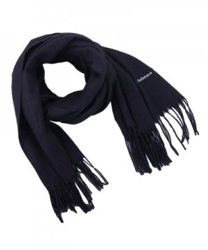 Earlish Men's Pashmina Scarf Solid Color Soft Cozy Cashmere Feel Warm Winter Scarf - Black - CJ188ZC375I