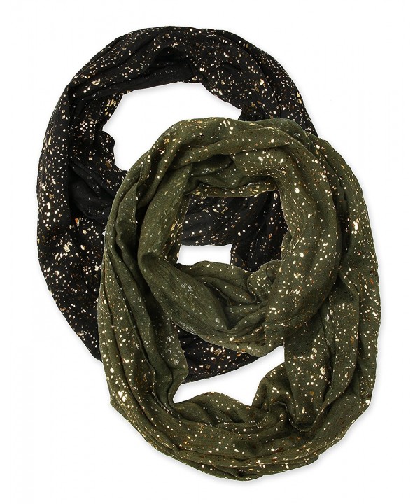 corciova Bronzing Starry Dot Fireworks Infinity Scarf Scarves - Starry Black and Olive - CD129BQDEVH