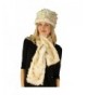 Ladies Winter Soft Animal Print Faux fur Bucket Ski Cap Hat Scarf Set - Cream - CP1102XD85V