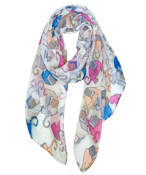 GERINLY Animal Print Scarves: Cute Elephant Pattern Wrap Scarf For Women - Cute Beige - CG12M25WDQB