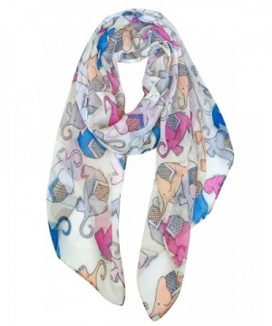 GERINLY Animal Print Scarves: Cute Elephant Pattern Wrap Scarf For Women - Cute Beige - CG12M25WDQB