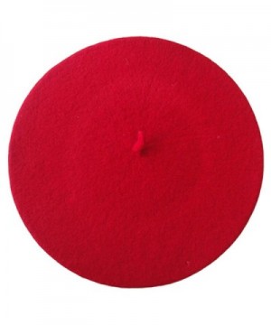 Women's French Style Soft Lightweight Casual Classic Solid Color Wool Beret - Red - C212HGGSL99