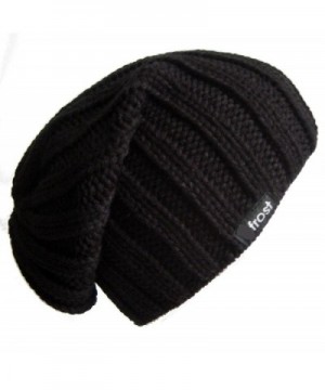 Frost Hats Fall Winter Mens Slouchy Hat Beanie Frost Hats - Black - CC11BH7MJNN