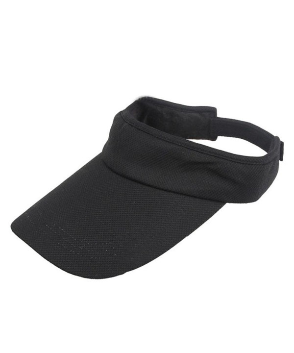 Febecool Unisex Women Visor Sun Plain Hat Sports Cap Colors Golf Tennis Beach Adjustable Hat - Black - CU12O43Q74G