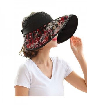 FakeFace Sun Protective Floppy Wide Brim Beach Travel Sun Hat Visor Sunhat - Black - CX12GYK19R9