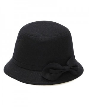 The Hat Depot 800HT710 Women's Vintage Style Cloche Felt Hat-3colors - Black - C8125MOQKJ5