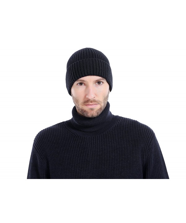 BaronHong Vertical Stripes Warm Velvet Slouchy Daily Beanie Skull Cap Hat For Men - Black - CZ186D3QCL8