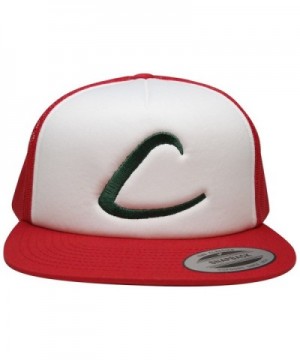 FLEXFIT Pokemon Trainer Ash Ketchum Embroidered Trucker Foam Mesh Snapback Cap - Red White - CD12KIIGLDF