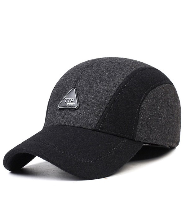Men's Winter Warm Soft Lined Dad Wool Cap Adjustable Baseball Hats - Grey - CJ12OCEWI58