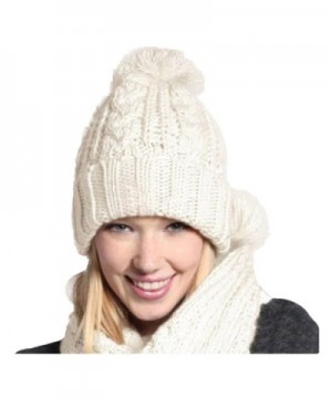 Tiean 1Set Women Warm Woolen Knit Hood Scarf Shawl Caps Hats Suit - White - C012O67Y8YA