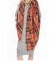 Achillea Women's Oversized Tartan Plaid Check Blanket Scarf Large Square Winter Warm Shawl Wrap - Camel Orange - CG186WCHUE3