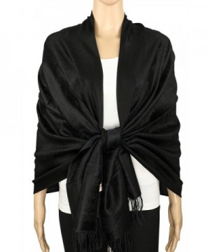 Achillea Elegant Reversible Paisley Pashmina Scarf Wrap Shawl for Evening Dress - Black - CJ1865EIK7D