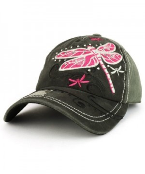 Trendy Apparel Shop Dragonfly Embroidered Stitch Multi Color Baseball Cap - Grey Charcoal - CX1898LKWRH