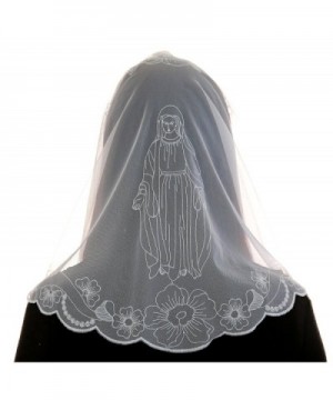 Anna Veils Chapel Catholic Veil Spanish Lace Mantilla Medium - Virgin Mary - White - CY11Y25XW5V