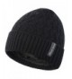 Novawo Knit Warm Fleece Lined Skull Cap Beanie Hat - Black Without Neck Warmer - C512O2O12S4