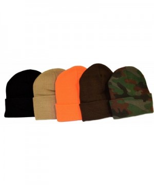 Holiday Deals! 5 Knit Beanies Khaki- Brown- Black- Orange- & Camo - CL115HB3ZL5