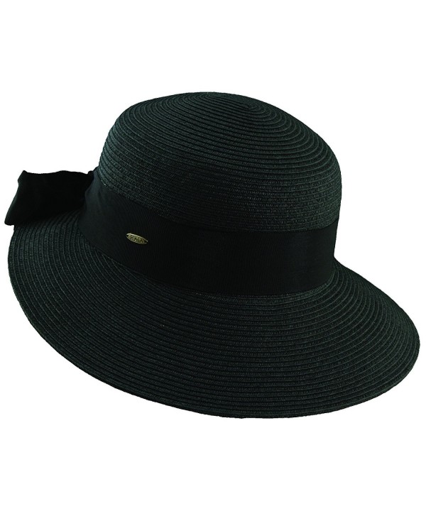 Scala Paper Braid Big Brim Sun Summer Hat - Black - C311JROR7N5