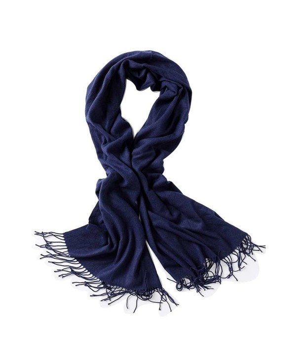 Bellonesc Cashmere Scarf Shawls for Women and Men - Navy Blue - CA188WHR6LS