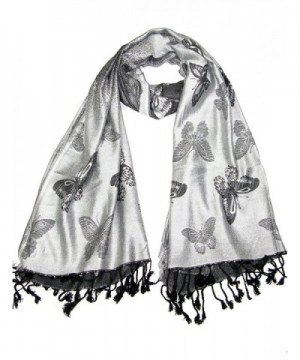Lovarzi Womens Silver Butterfly Scarf in Wraps & Pashminas