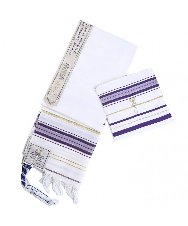 New Convenant Messianic Tallit Prayer Shawl with Matching bag by Star Gifts - Purple - CX186EDEN6O