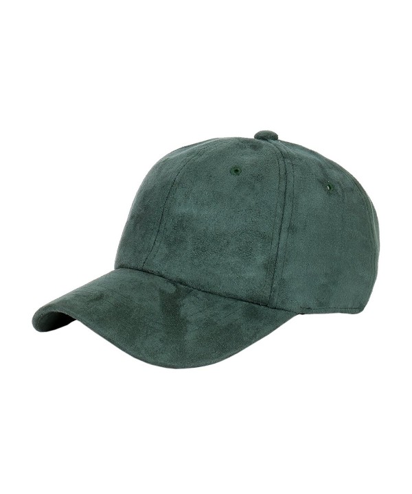 1611MAIN Suede Low Profile Plain Adjustable Strapback Baseball Dad Cap (Dark Green) - C912N1KI44P