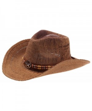 Enimay Western Outback Cowboy Hat Men's Women's Style Straw Felt Canvas - Star Brown - CM182AN0QKN