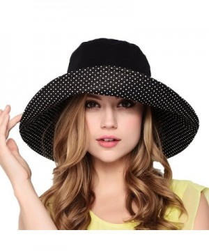 Maitose Women's Wide Brim Foldable Sun Hat - Black - CV11AZ6GDC9