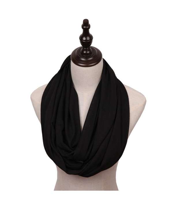 MissShorthair Lightweight Plain Infinity Scarfs for Women - Black 1 - CM1803SCGRQ