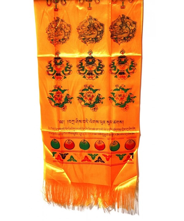 Tibetan Golden Prayer Scarf Katas with 8 Symbol (8 Auspicious Signs) - CE11HTT3JUF