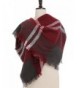 VESTIR Women's Plaid Blanket Scarf Winter Warm Cozy Tartan Soft Shawl Wrap Oversized - Wine Red - CX186XUS3TE