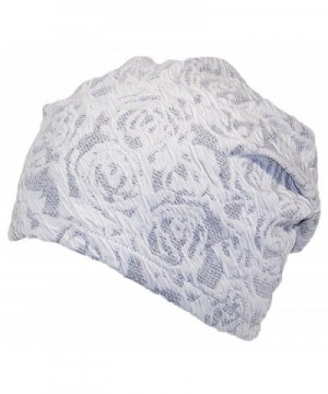 David & Young Womens Floral Design Lightweight Loose Knit Beanie (One Size) - White - CH12MYW4S0B