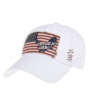 WITHMOONS Baseball Cap Vintage American Flag Patch Distressed CR1055 - White - CU12IGSHALZ