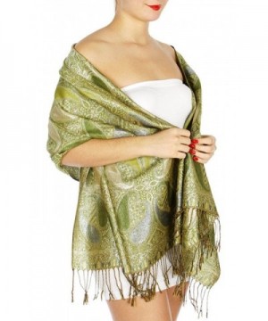 SERENITA Paisley lurex jacquard pashmina - Olive - CR12O3UZBVI