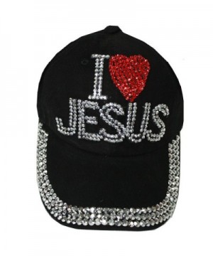 I Love Jesus Girl Ladies Denim Jean Campagne Adjustable Baseball Cap Hat - Black - CX12HLGT8TB