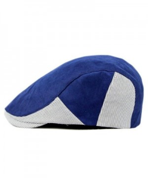 ZLS Unisex Newsboy Ivy Irish Patchwork Striped Cotton Cabbie Hat Cap - Blue - CR12OCO535A