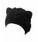 Choies Women's Acrylic Cat Ears Knit Black Beanie Hat - Black - CH11S3OQI71