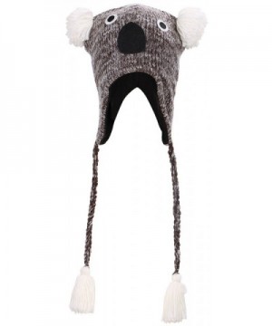 Simplicity Knit Animal Winter Fleece Ski Beanie with Ear Flaps - Koala - CV11OJDNM6F