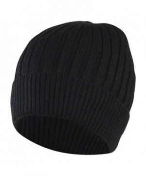 Folie Co. Winter Cable Knit Beanie Hat w/Sherpa Fleece Lining For Men & Women - Snug Fit - Black - CM12LZ1QYBX